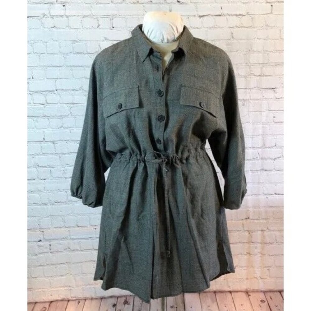 NWT Dress Forum Dress Linen Button up Shirt Dress Dolman Long Sleeve Medium
